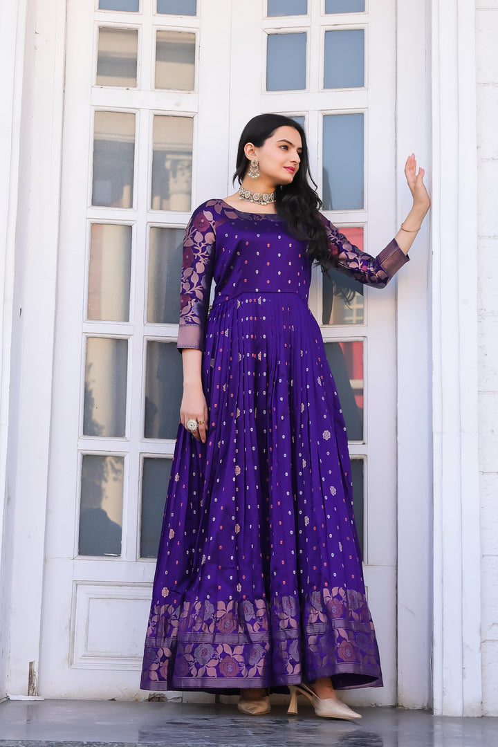 Violet traditional gown with contemporary twist - PAHRAVA