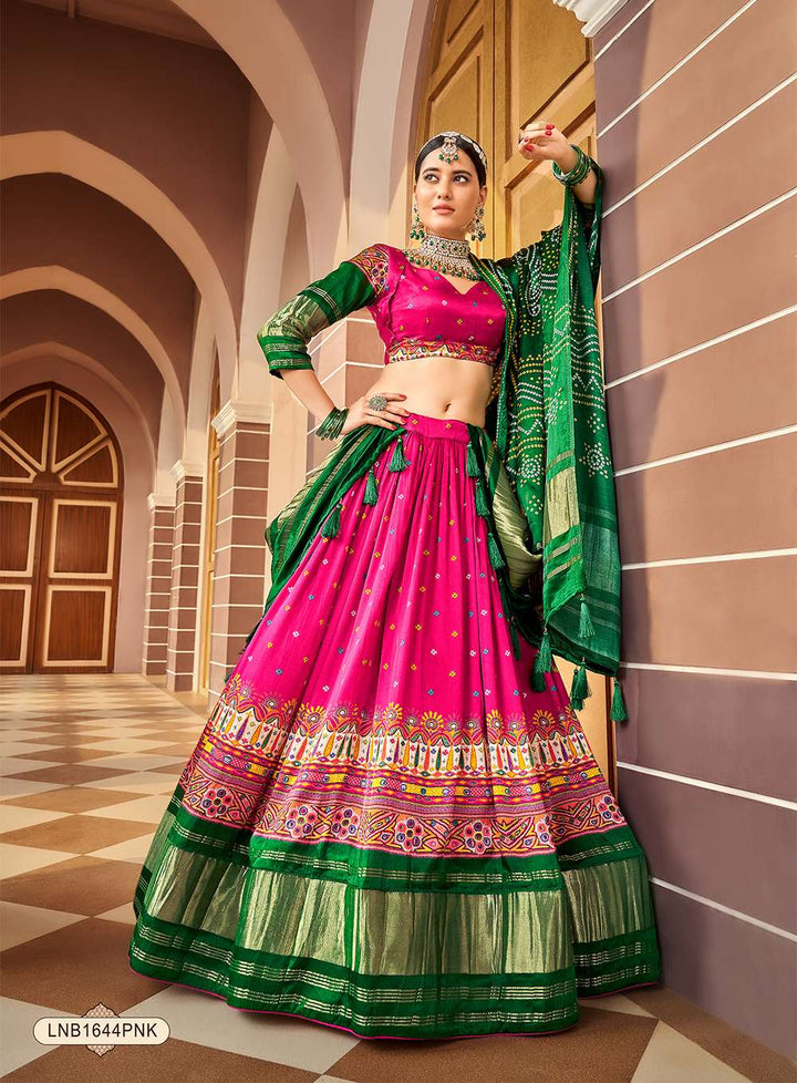 Maroon Pink Gaji Silk Lehenga Choli - PAHRAVA