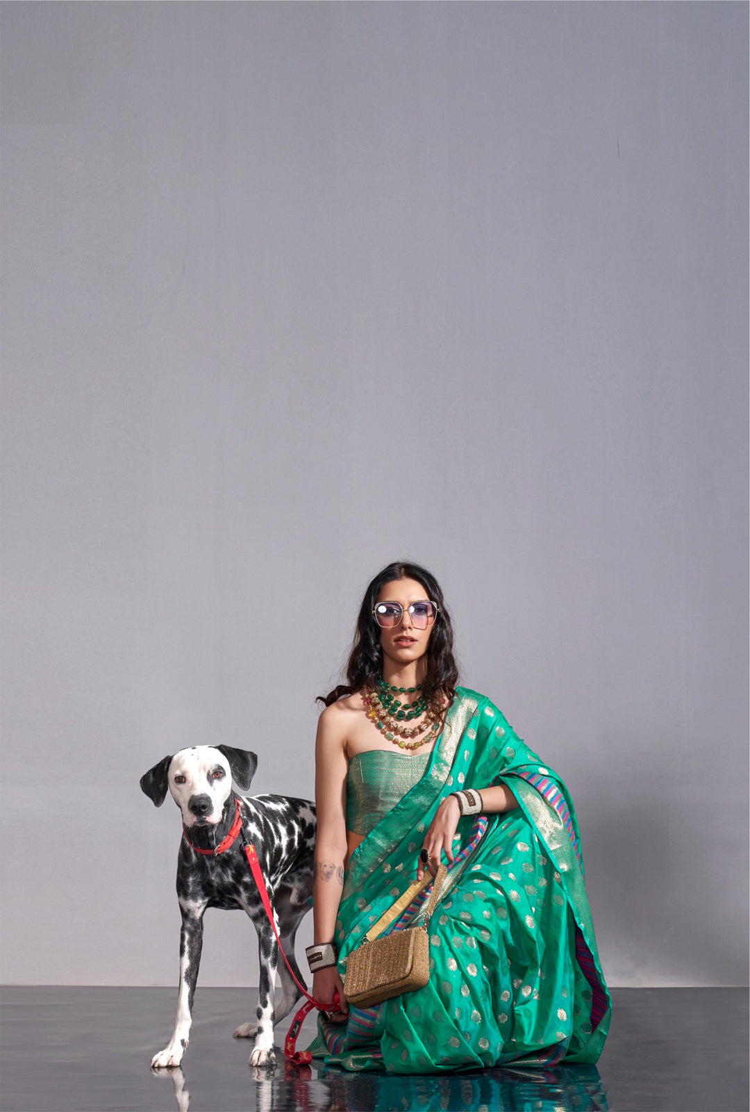 Persian Green Handwoven Weaving Silk Saree - PAHRAVA