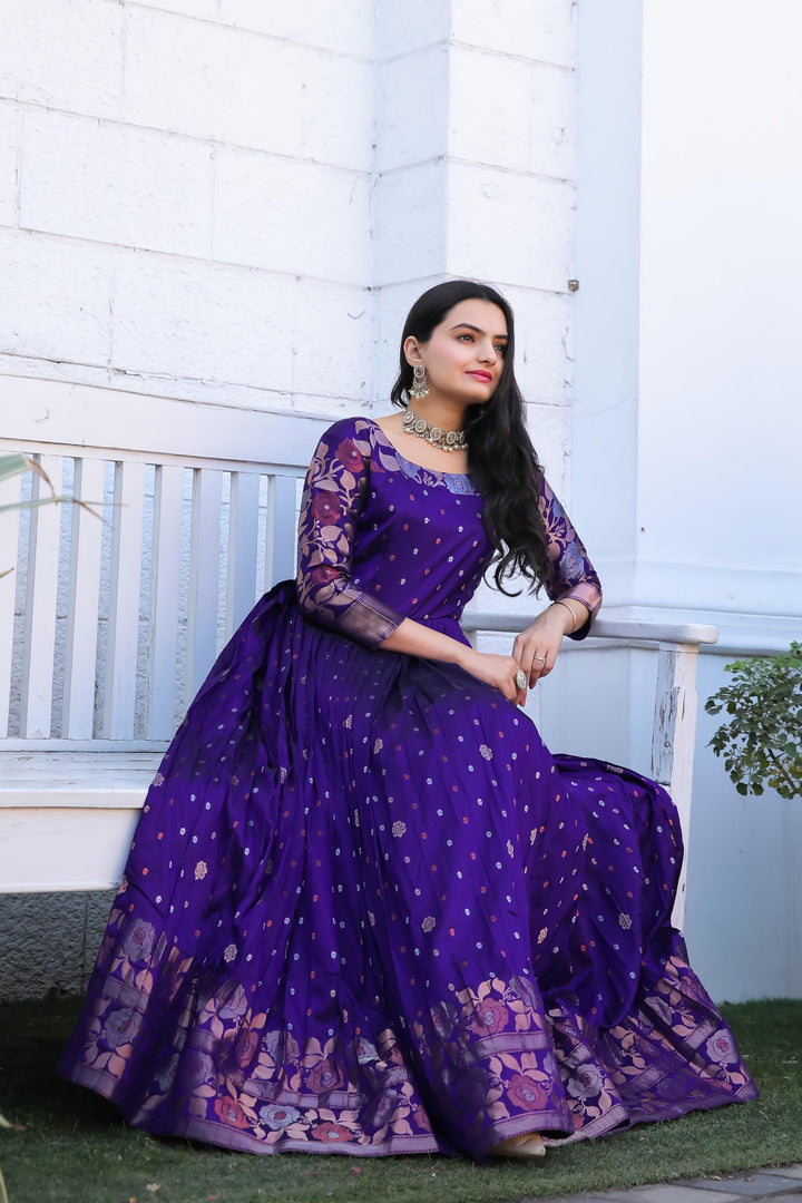 Violet traditional gown with contemporary twist - PAHRAVA