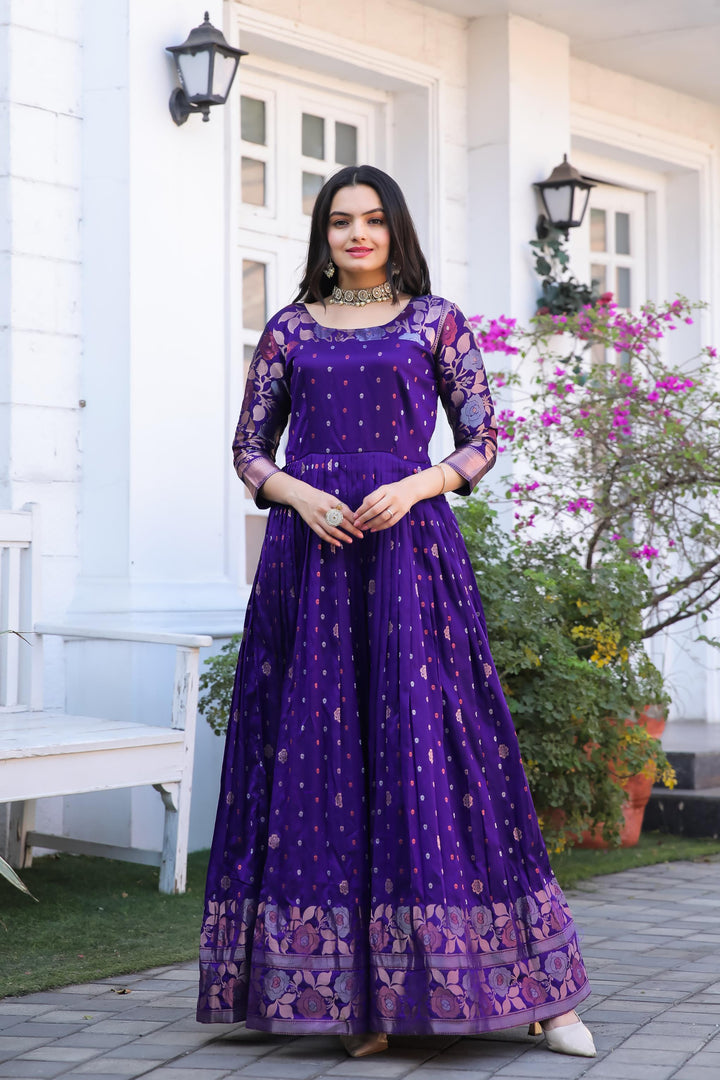 Violet traditional gown with contemporary twist - PAHRAVA