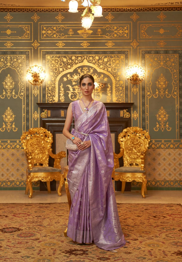 Faded Purple Handloom Weaving Sarees - PAHRAVA