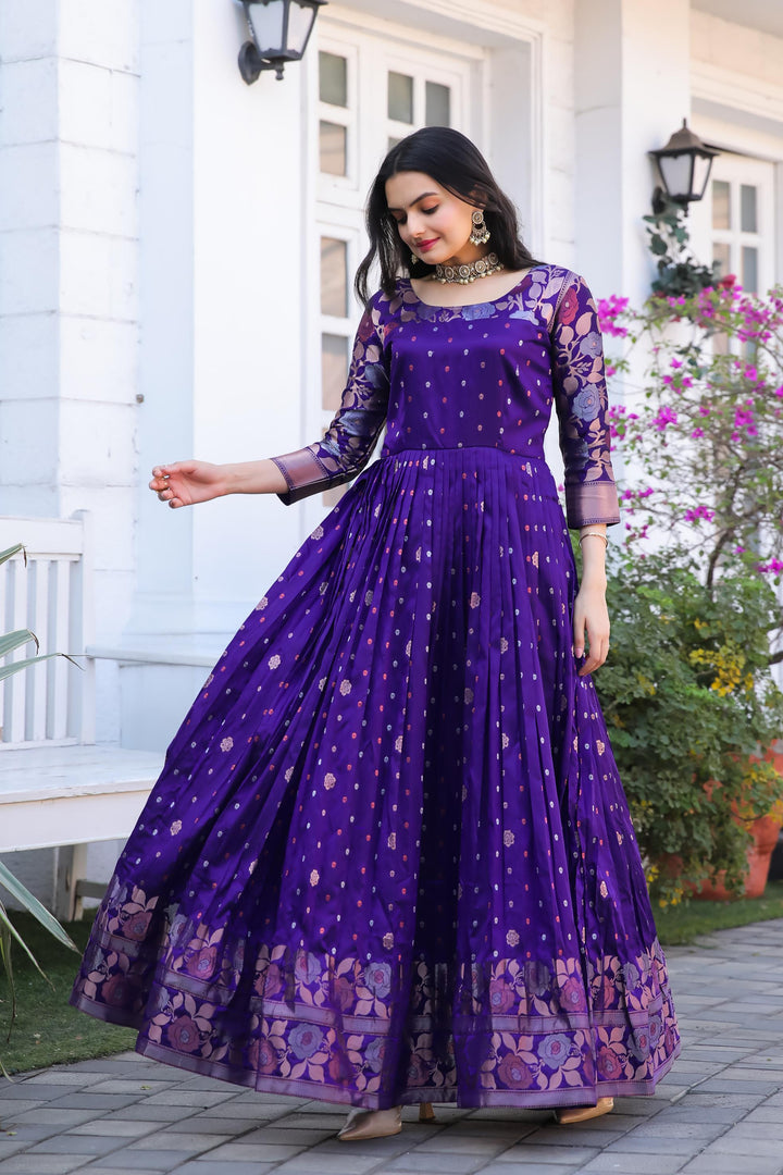 Violet traditional gown with contemporary twist - PAHRAVA