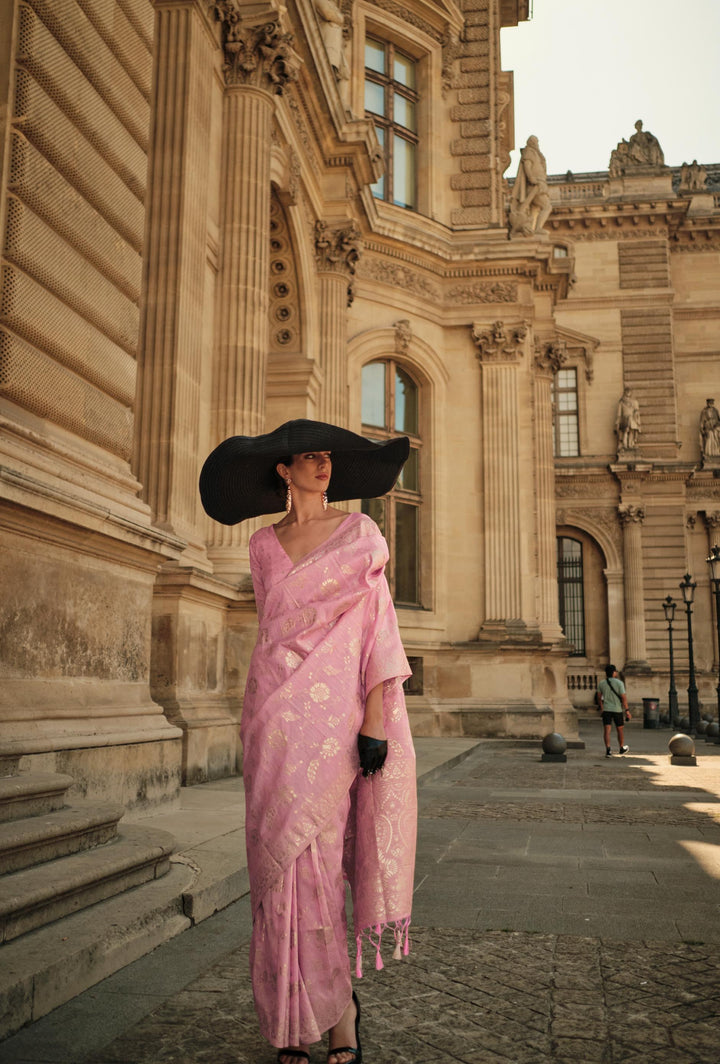 charm Pink Gota Handloom Silk Saree - PAHRAVA