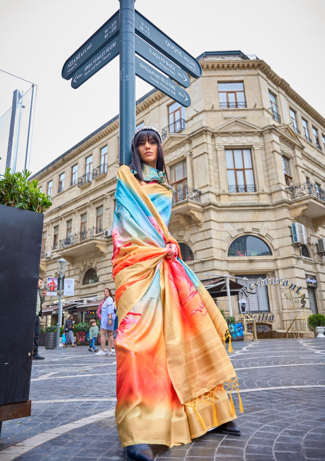 Sea Blue With Red Pure Gaji Silk Print Handloom Weaving Saree - PAHRAVA