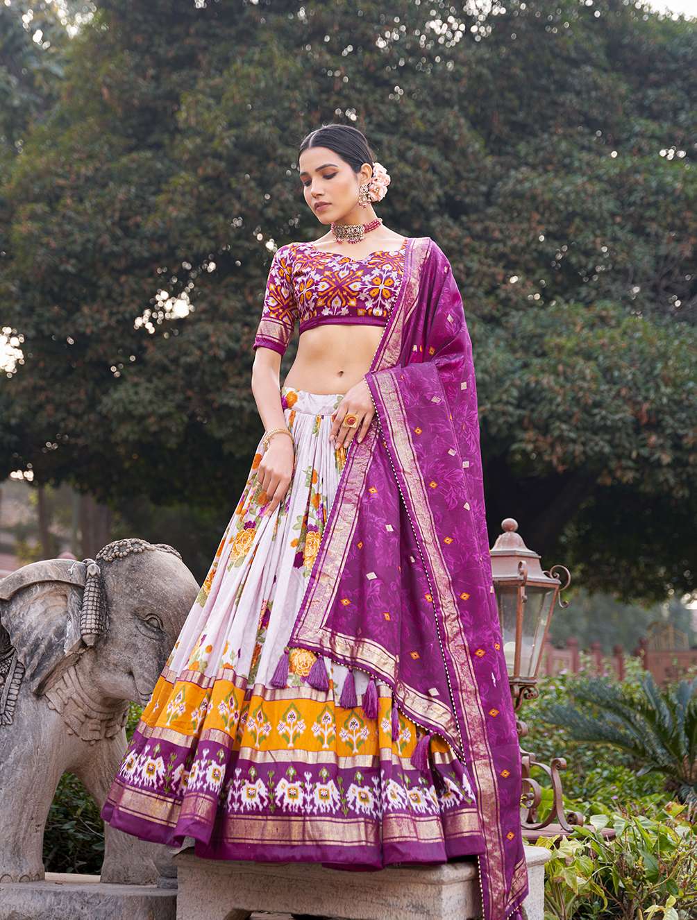 Pastel Wine Floral Dola Silk Lehenga Choli - PAHRAVA