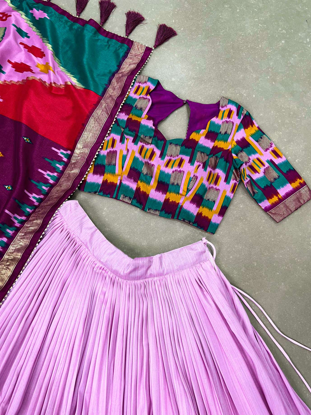 Beautiful Lavender Tussar Silk Lehenga Choli - PAHRAVA