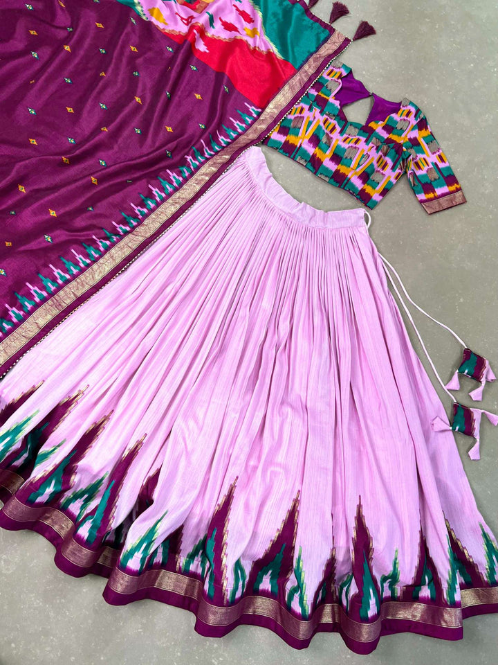 Beautiful Lavender Tussar Silk Lehenga Choli - PAHRAVA