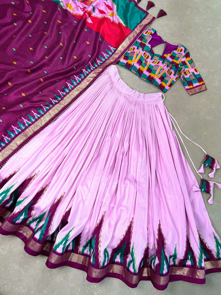 Beautiful Lavender Tussar Silk Lehenga Choli - PAHRAVA