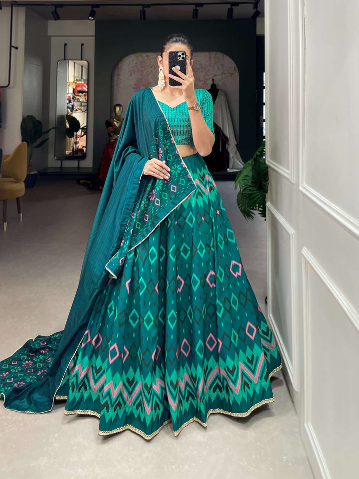 Teal Blue Vaishali Silk Lehenga Set - PAHRAVA