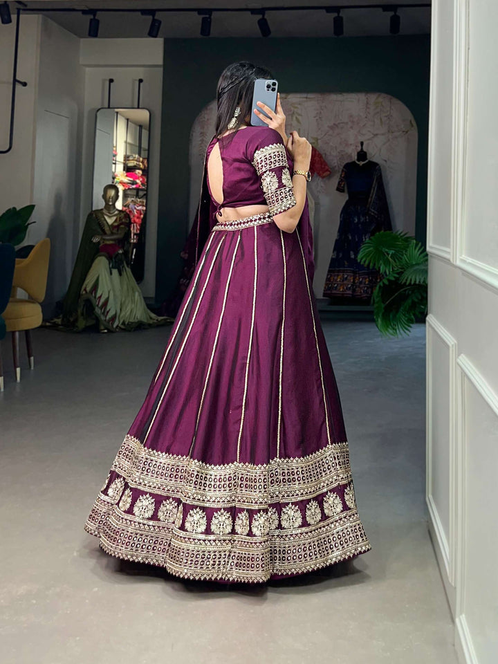 Pure Wine Sequins Embroidery Lehenga Choli - PAHRAVA