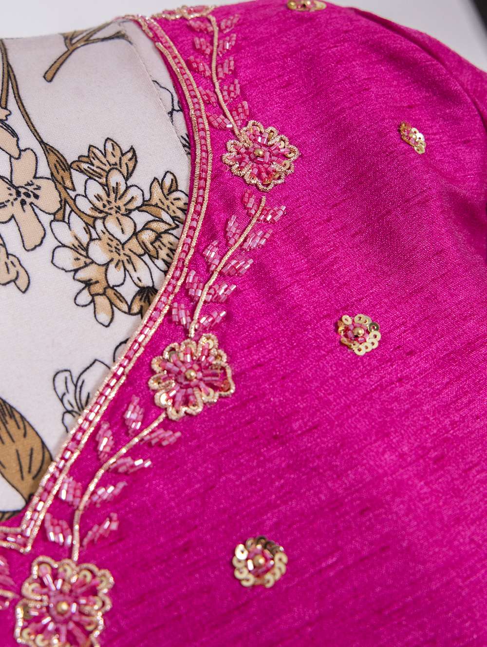 Hot Pink Pure Gaji Silk Lehenga Choli - PAHRAVA