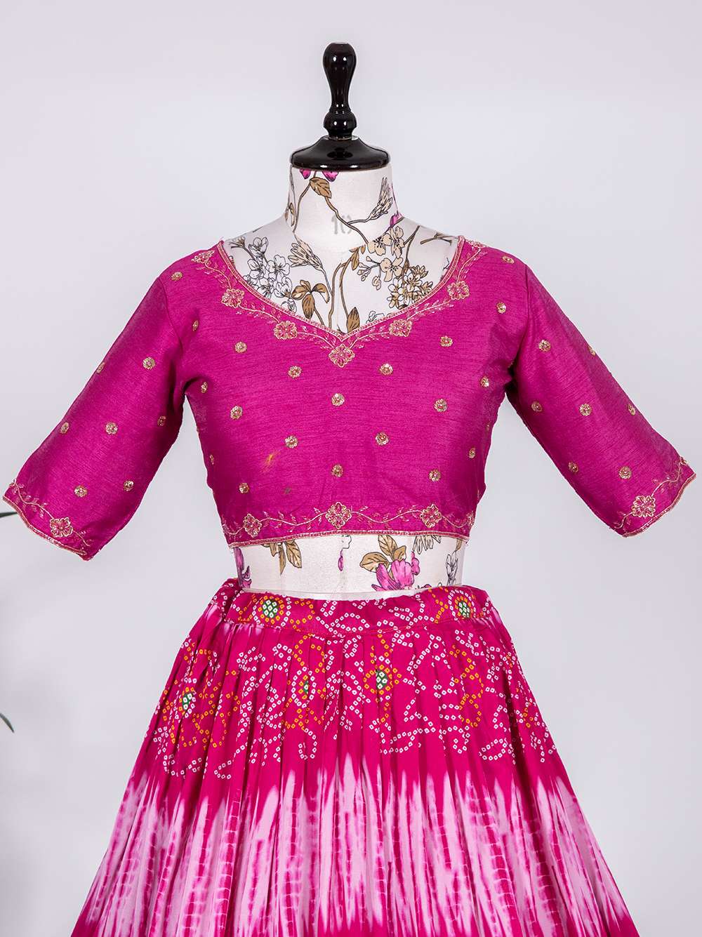 Hot Pink Pure Gaji Silk Lehenga Choli - PAHRAVA