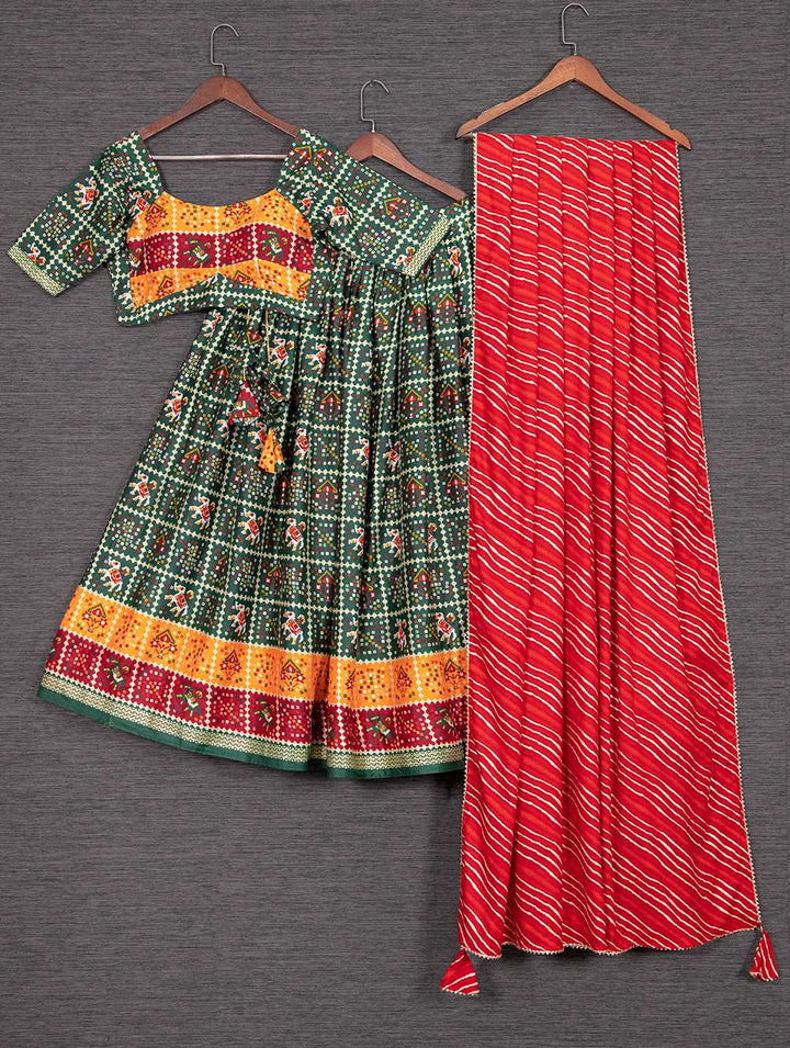 Peacock Green Traditional Cotton Chaniya choli - PAHRAVA