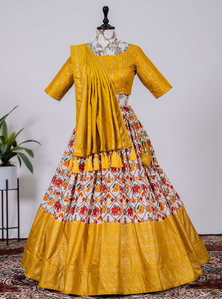 Soft Yellow Classic Dola Silk Lehenga Choli - PAHRAVA