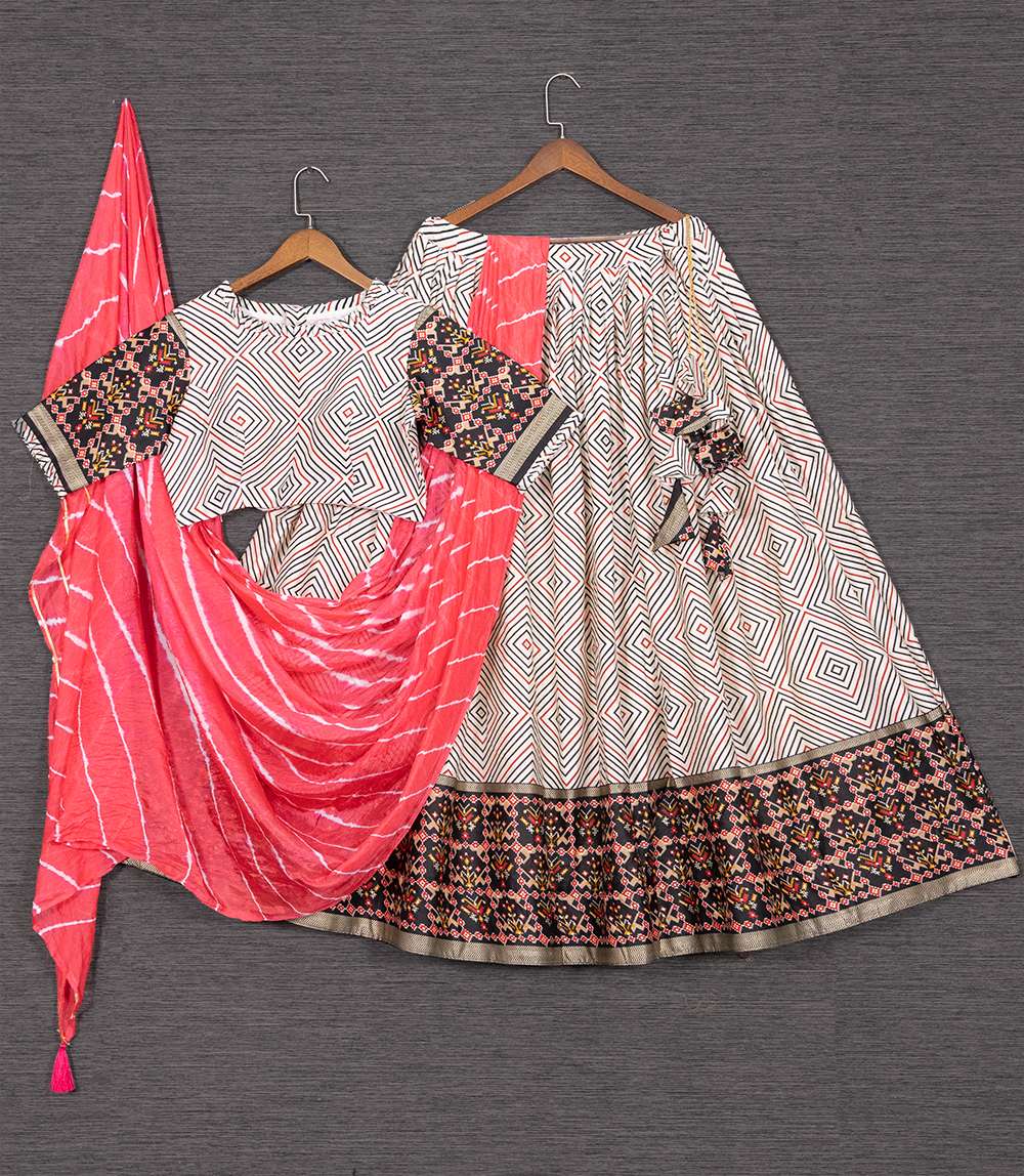 Pure Black Cotton Lehenga Choli - PAHRAVA