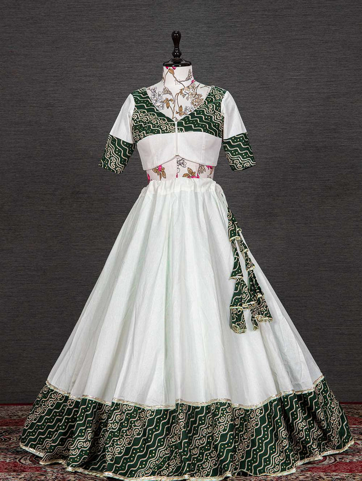 Traditional Green Elegant Cotton Lehenga Choli - PAHRAVA