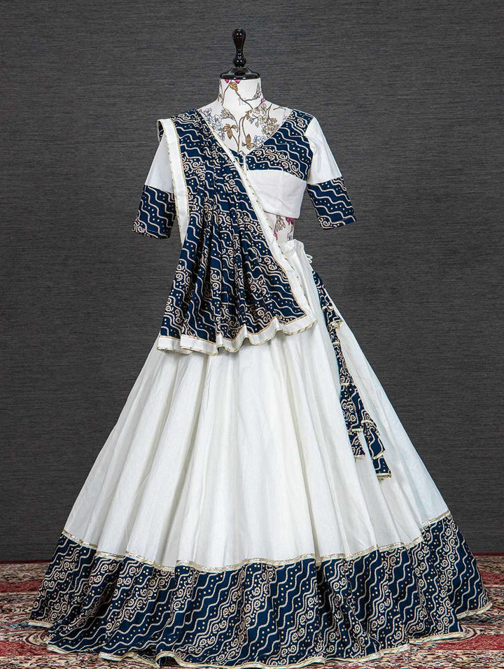 Navy Blue Elegant Cotton Lehenga Choli - PAHRAVA