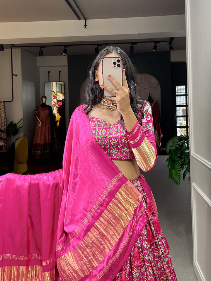 Rani Pink Ravishing Gaji Silk Lehenga - PAHRAVA