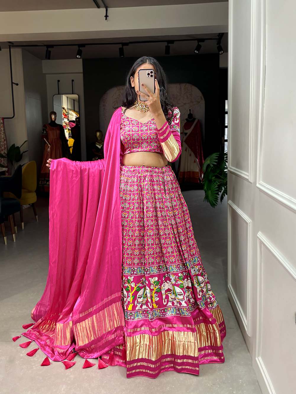 Rani Pink Ravishing Gaji Silk Lehenga - PAHRAVA