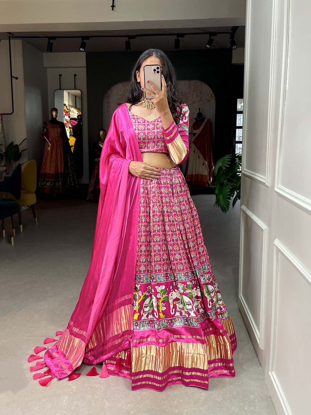 Rani Pink Ravishing Gaji Silk Lehenga - PAHRAVA