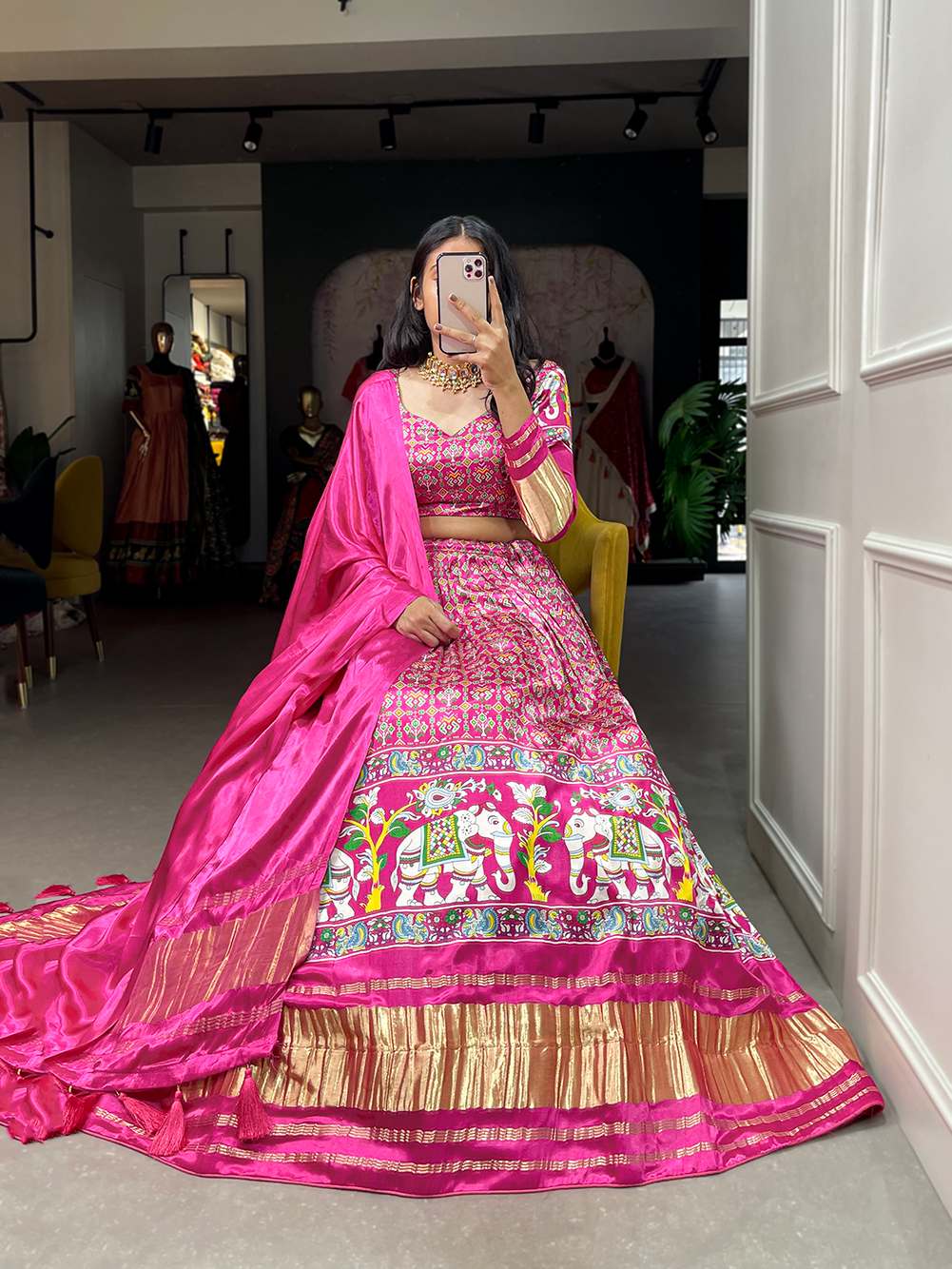 Rani Pink Ravishing Gaji Silk Lehenga - PAHRAVA