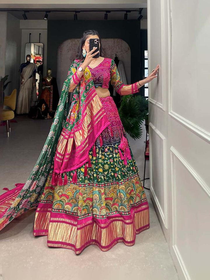 Pink And Wine Cultural Gaji Silk Lehenga - PAHRAVA