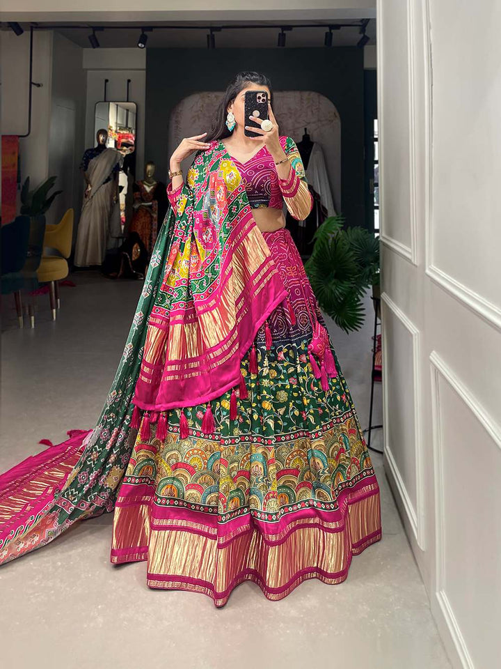 Pink And Wine Cultural Gaji Silk Lehenga - PAHRAVA