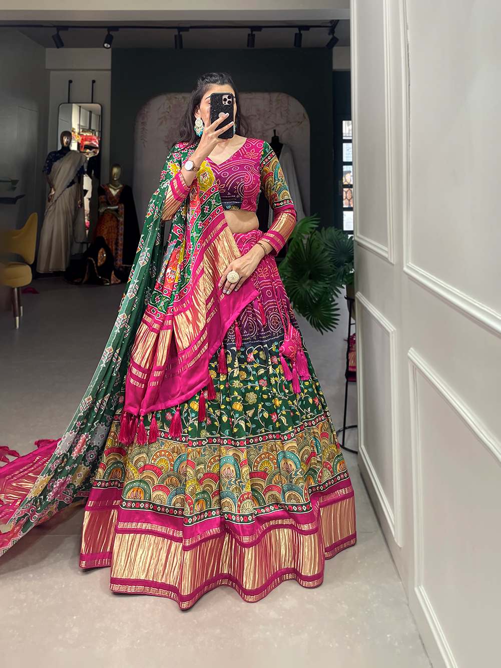 Pink And Wine Cultural Gaji Silk Lehenga - PAHRAVA