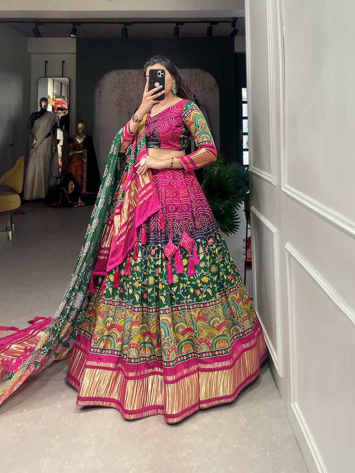 Pink And Wine Cultural Gaji Silk Lehenga - PAHRAVA