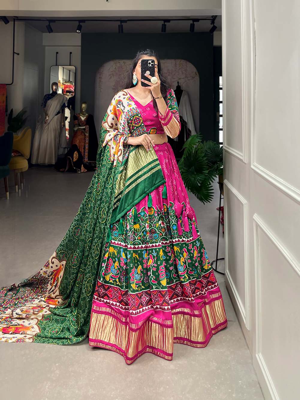 Hot Pink Cultural Gaji Silk Lehenga - PAHRAVA