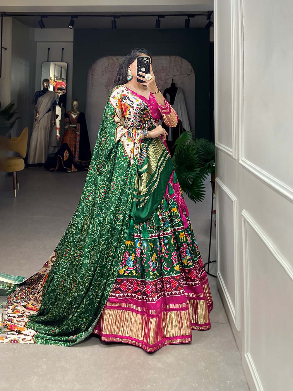 Hot Pink Cultural Gaji Silk Lehenga - PAHRAVA