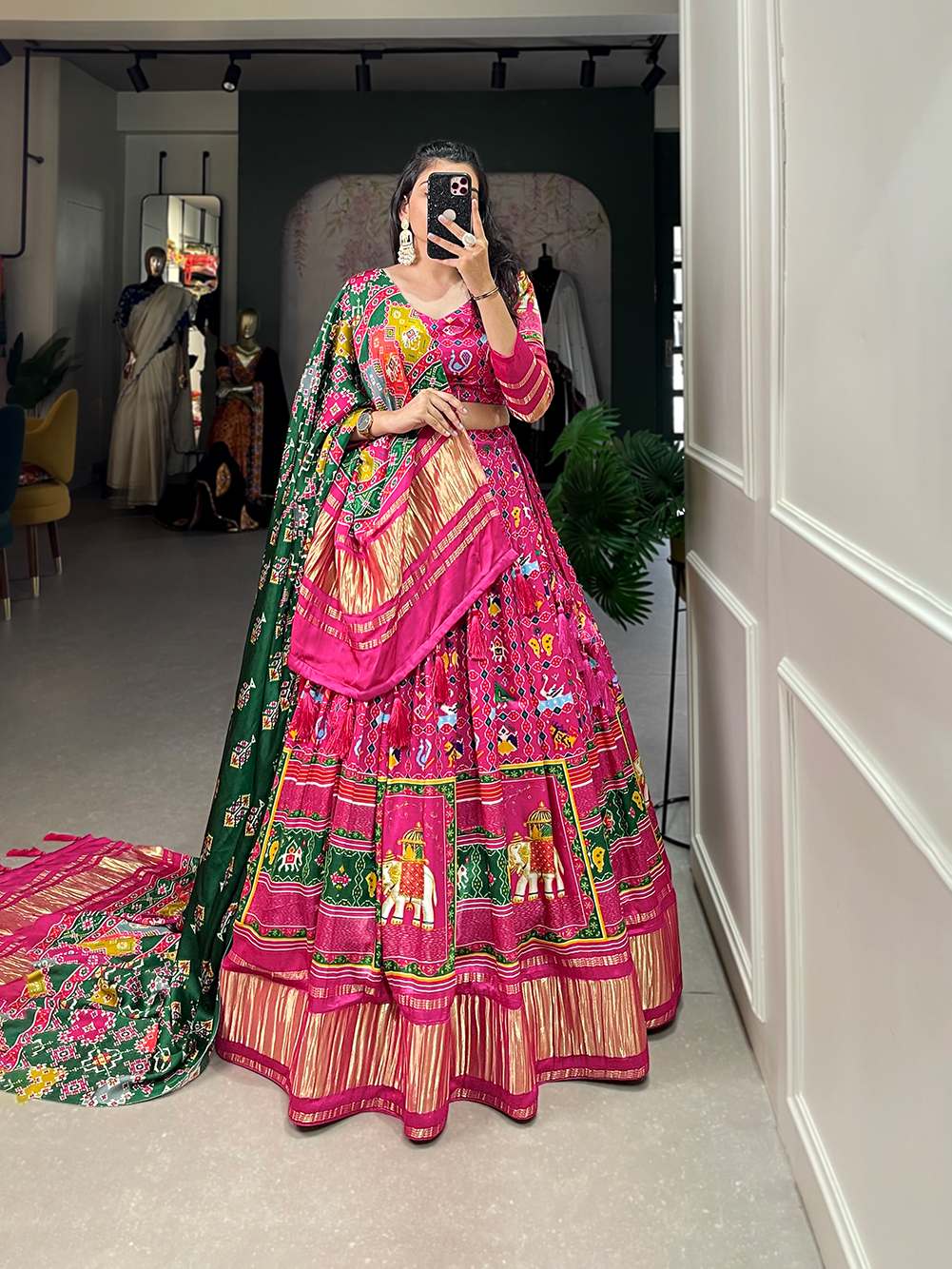 Rose Pink Cultural Gaji Silk Lehenga - PAHRAVA