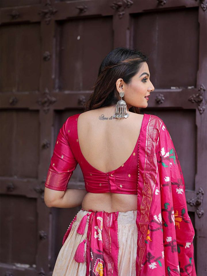 Rani Pink Ethnic Dola Silk Lehenga Choli - PAHRAVA