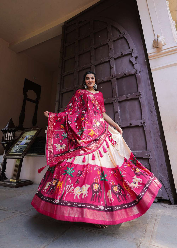 Rani Pink Ethnic Dola Silk Lehenga Choli - PAHRAVA