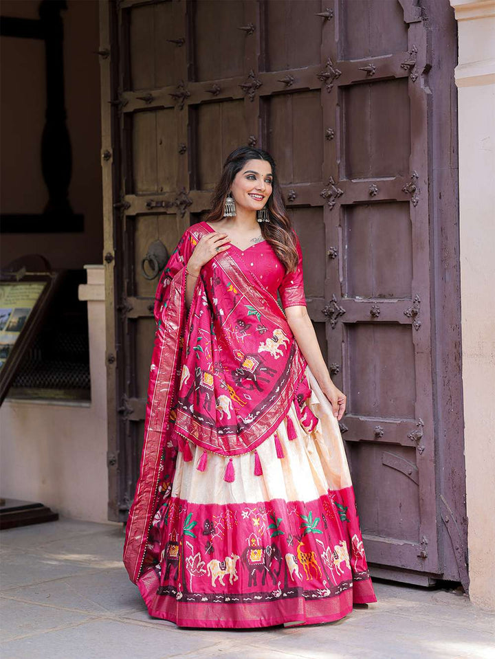 Rani Pink Ethnic Dola Silk Lehenga Choli - PAHRAVA