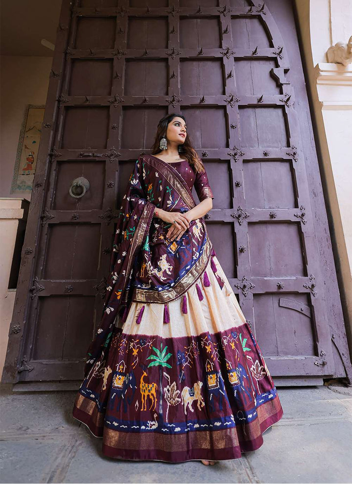 Pure Wine Ethnic Dola Silk Lehenga Choli - PAHRAVA