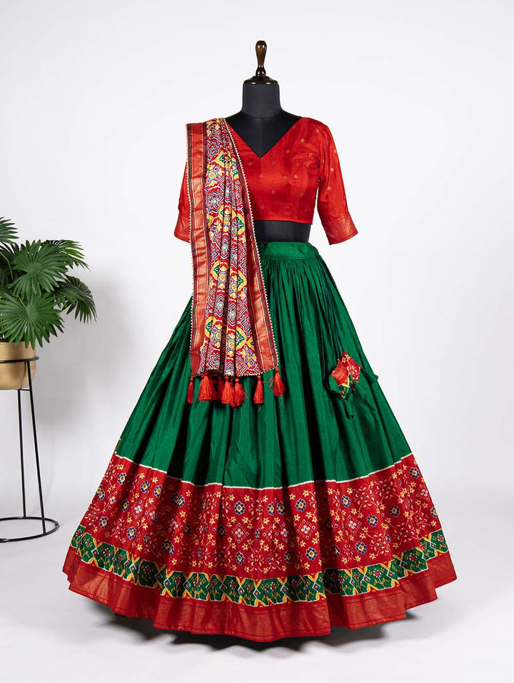 Peacock Green Traditional Dola Silk Lehenga Choli - PAHRAVA