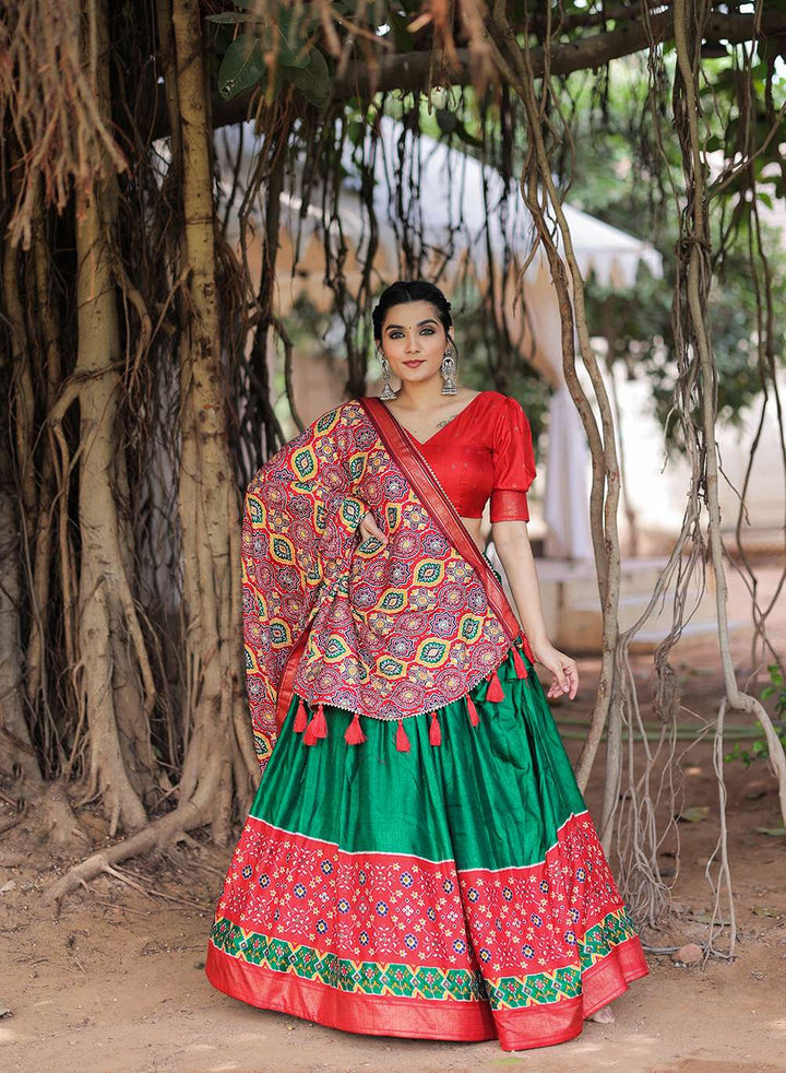 Peacock Green Traditional Dola Silk Lehenga Choli - PAHRAVA