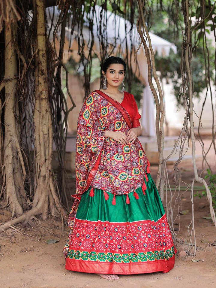 Peacock Green Traditional Dola Silk Lehenga Choli - PAHRAVA