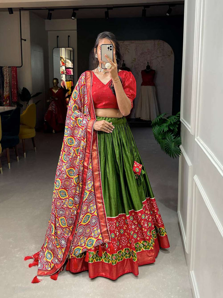 Spring Green Traditional Dola Silk Lehenga Choli - PAHRAVA