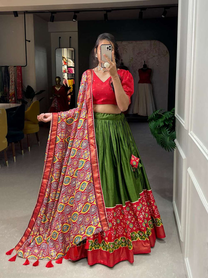 Spring Green Traditional Dola Silk Lehenga Choli - PAHRAVA