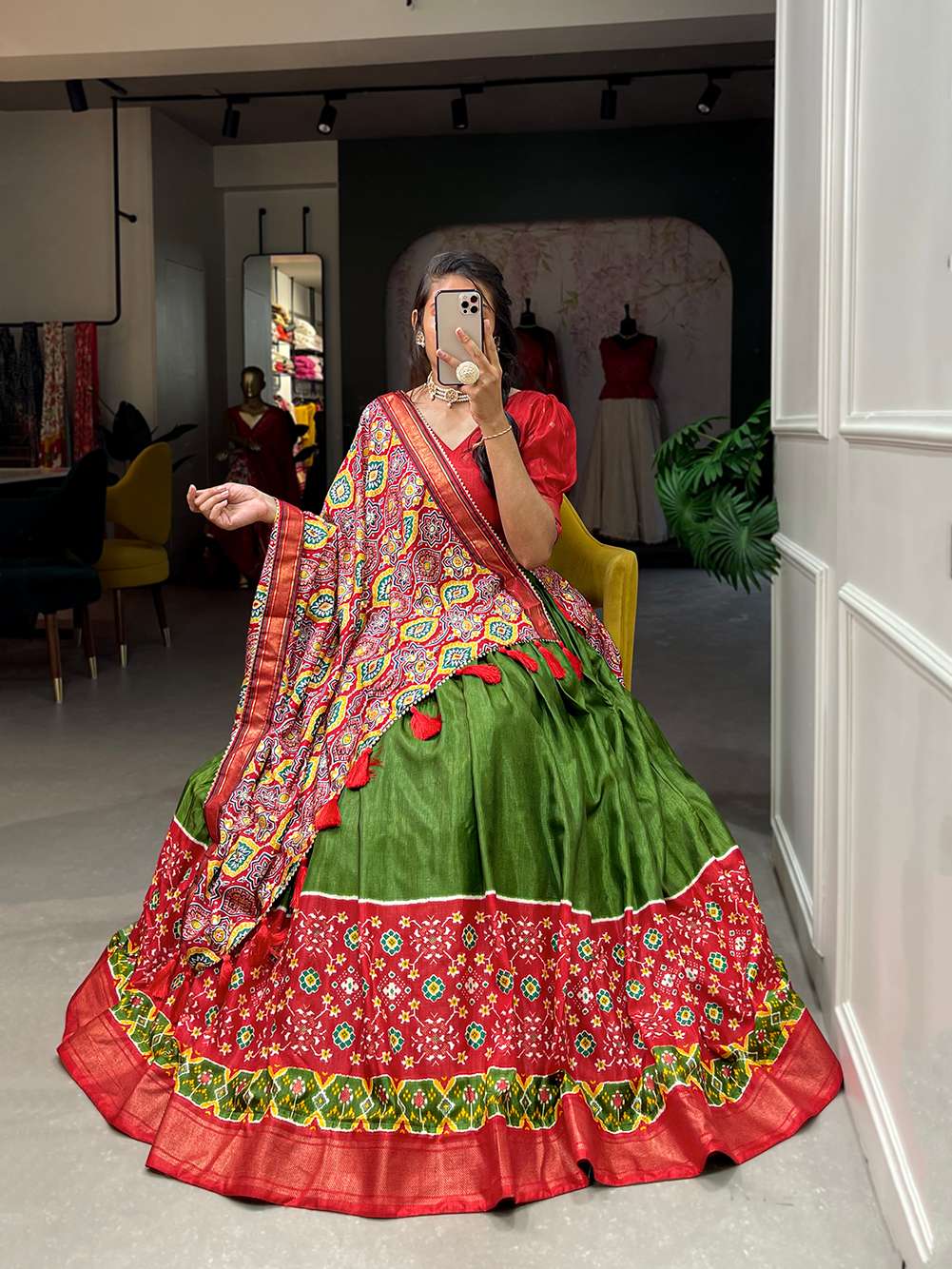 Spring Green Traditional Dola Silk Lehenga Choli - PAHRAVA