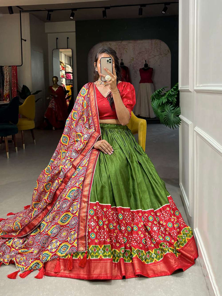 Spring Green Traditional Dola Silk Lehenga Choli - PAHRAVA