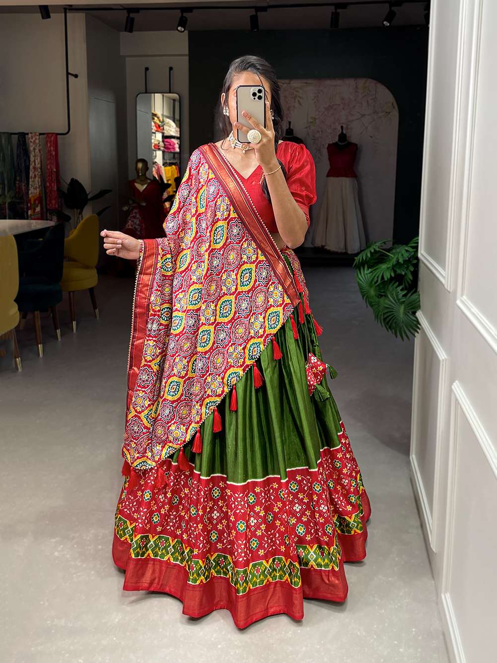 Spring Green Traditional Dola Silk Lehenga Choli - PAHRAVA