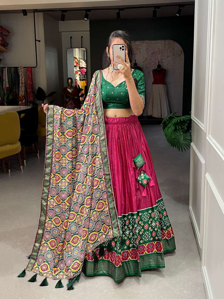 Queen Pink Traditional Dola Silk Lehenga Choli - PAHRAVA