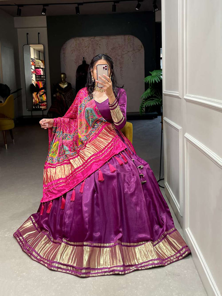 Beet Root Purple Festive Gaji Silk Lehenga Choli - PAHRAVA