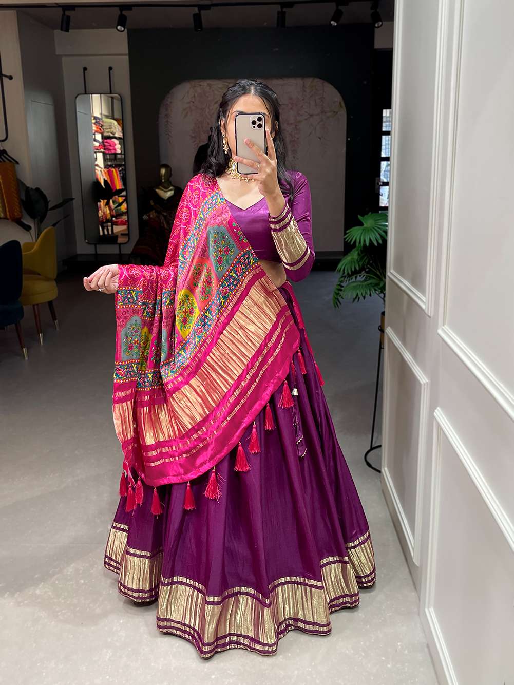 Beet Root Purple Festive Gaji Silk Lehenga Choli - PAHRAVA