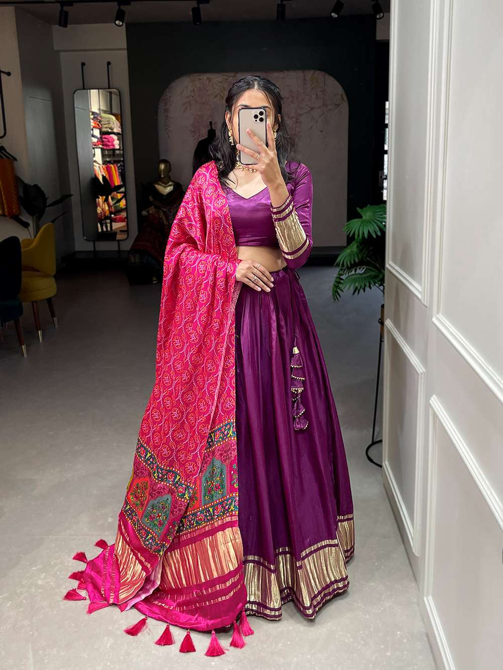 Beet Root Purple Festive Gaji Silk Lehenga Choli - PAHRAVA