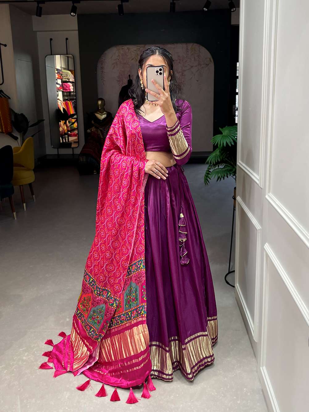 Beet Root Purple Festive Gaji Silk Lehenga Choli - PAHRAVA